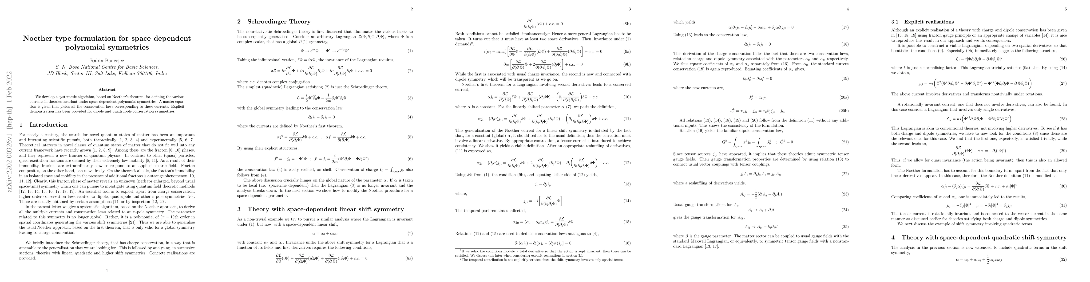 Thumbnail for Noether type formulation for space dependent polynomial symmetries