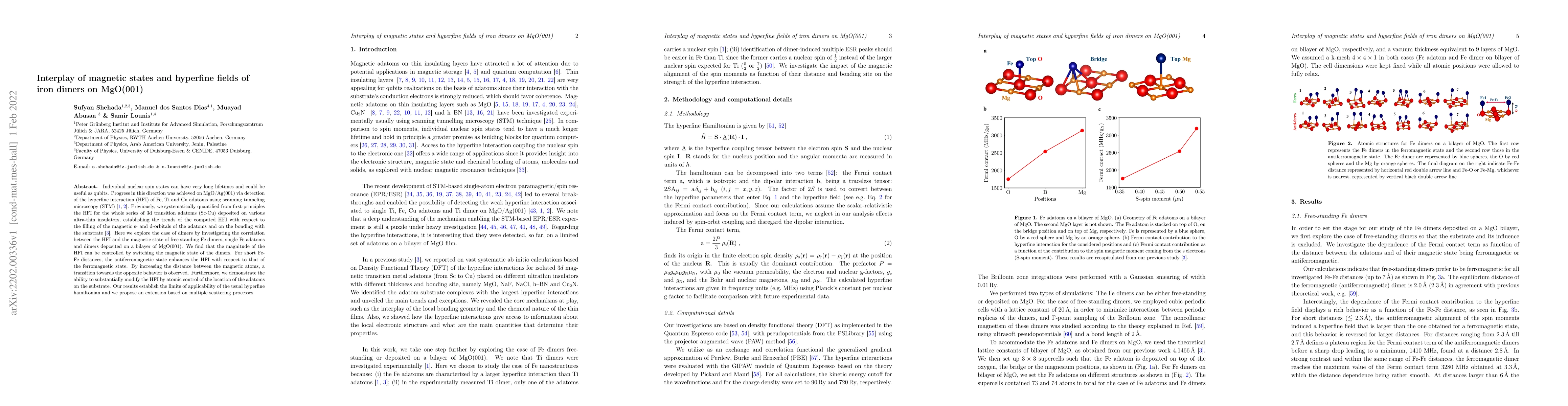Thumbnail for Interplay of magnetic states and hyperfine fields of iron dimers on
  MgO(001)
