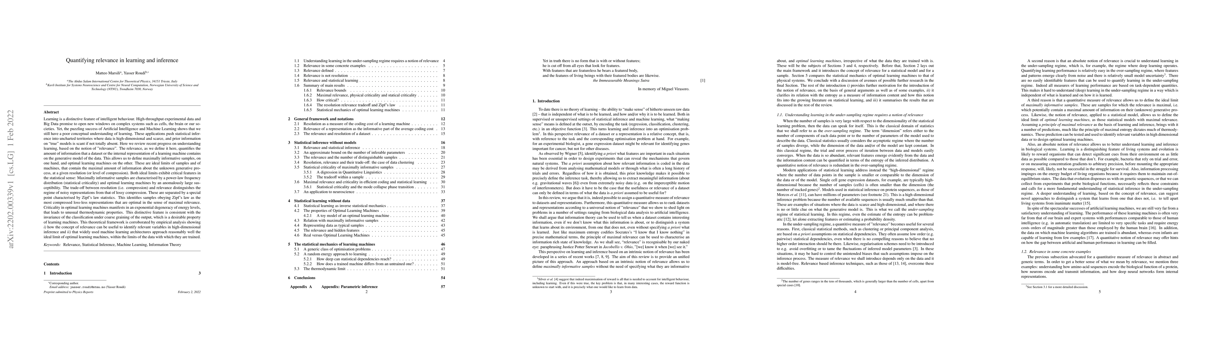 Thumbnail for Quantifying Relevance in Learning and Inference