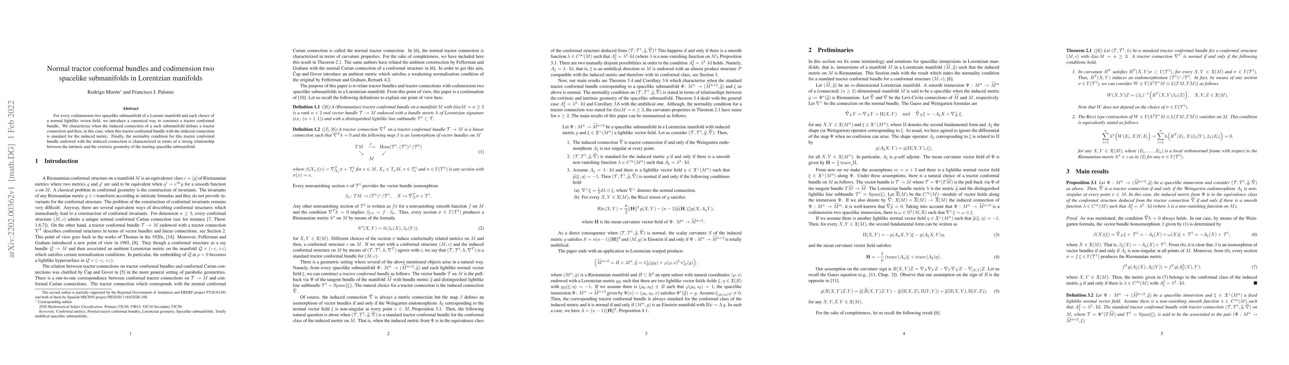 Thumbnail for Normal tractor conformal bundles and codimension two spacelike
  submanifolds in Lorentzian manifolds