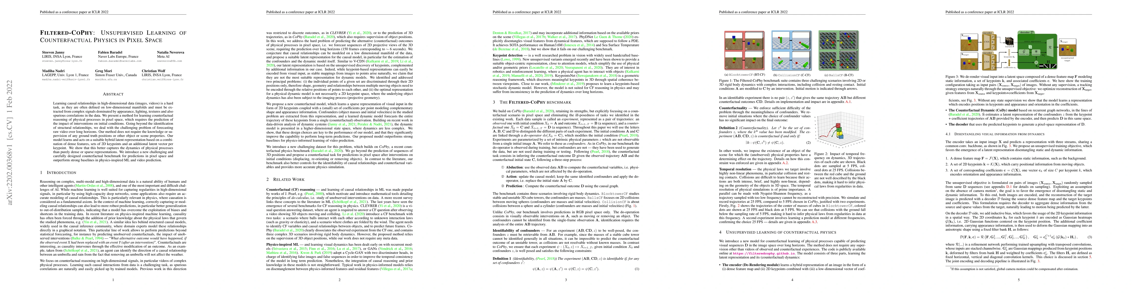 Thumbnail for Filtered-CoPhy: Unsupervised Learning of Counterfactual Physics in Pixel
  Space