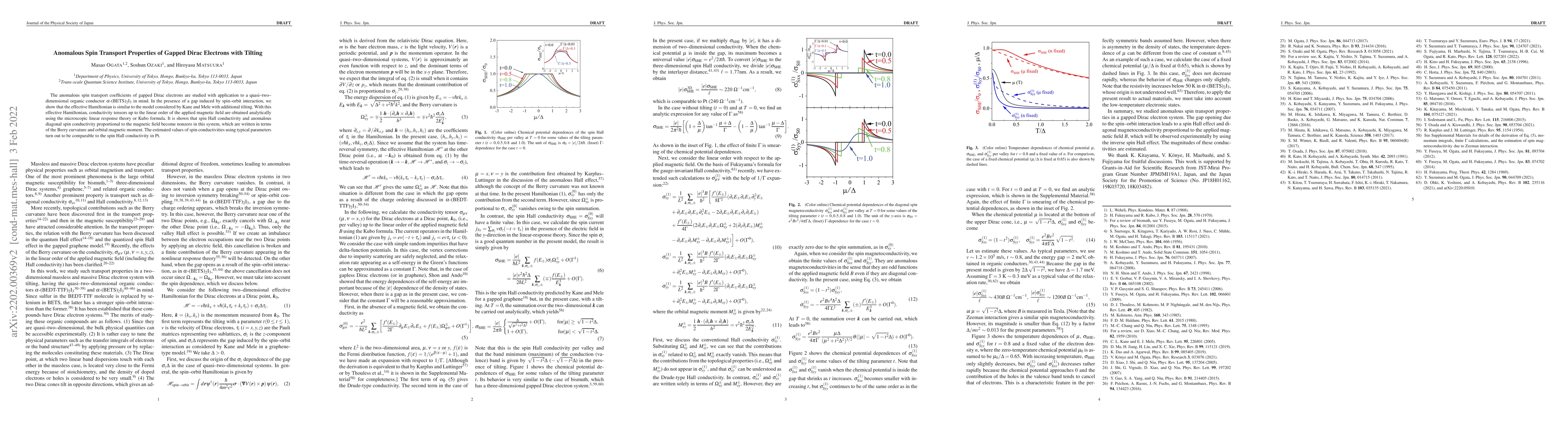 Thumbnail for Anomalous Spin Transport Properties of Gapped Dirac Electrons with
  Tilting