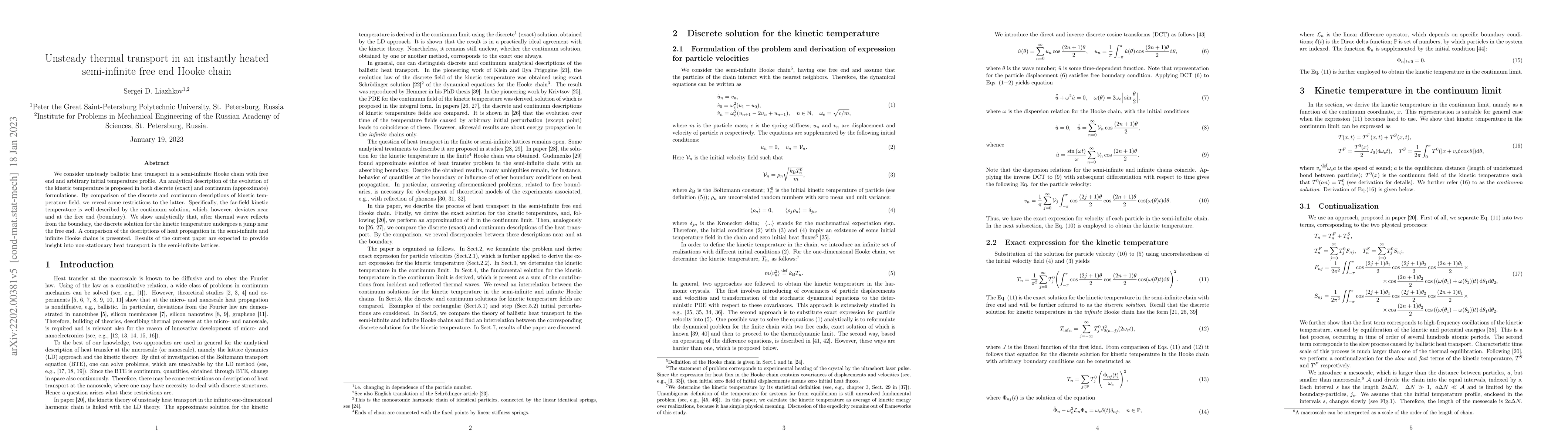 Thumbnail for Unsteady thermal transport in an instantly heated semi-infinite free end
  Hooke chain