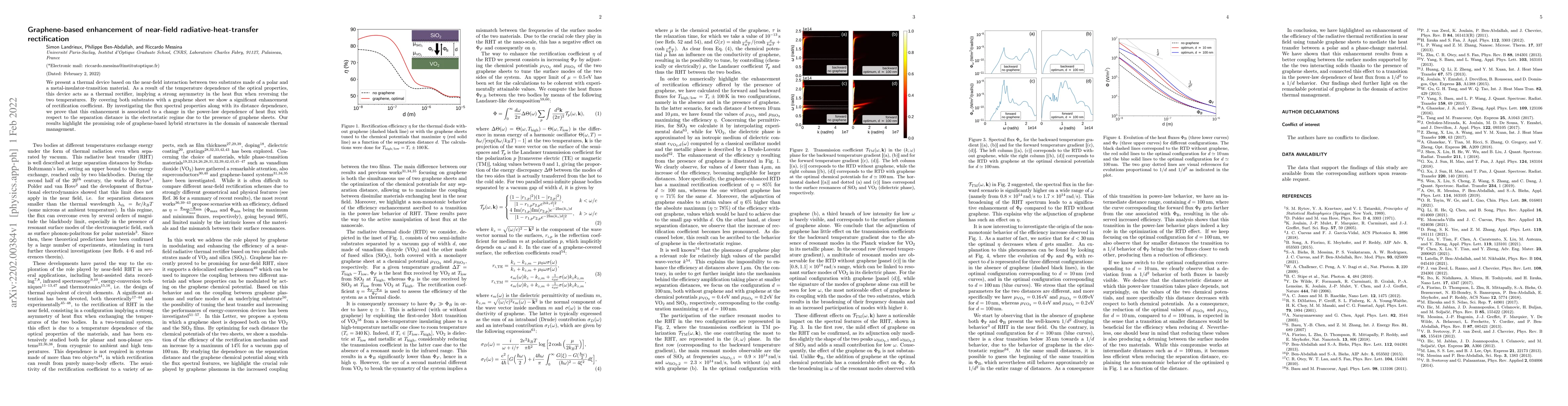 Thumbnail for Graphene-based enhancement of near-field radiative-heat-transfer
  rectification