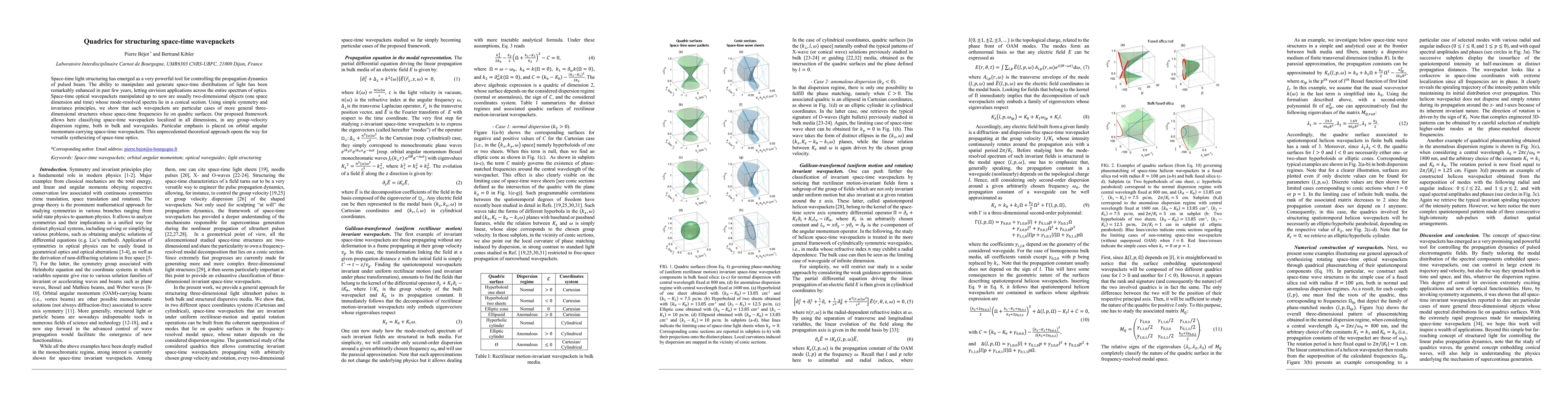 Thumbnail for Quadrics for structuring space-time wavepackets