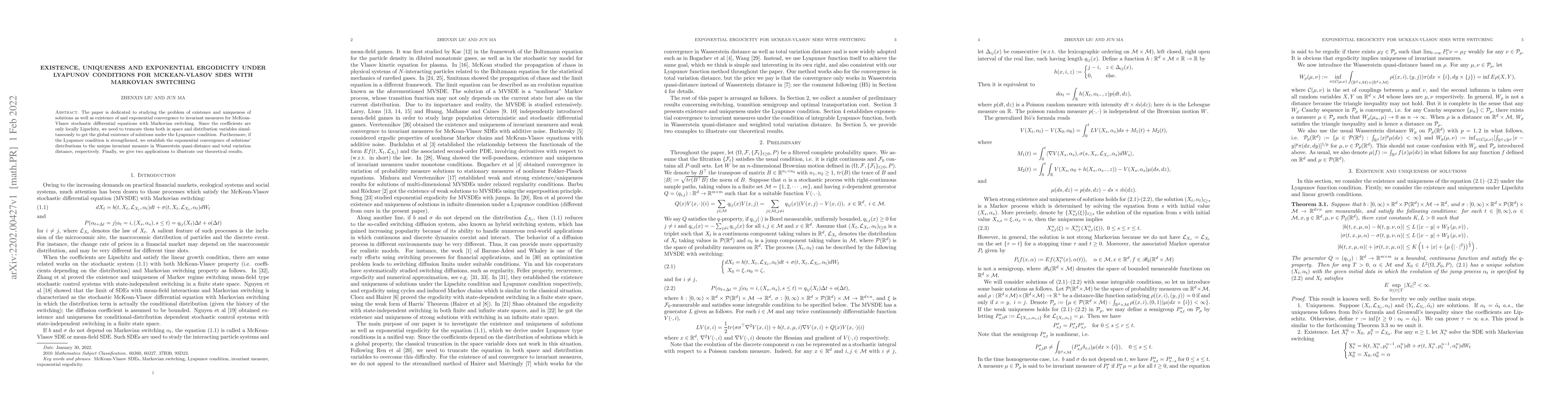 Thumbnail for Existence, uniqueness and exponential ergodicity under Lyapunov
  conditions for McKean-Vlasov SDEs with Markovian switching