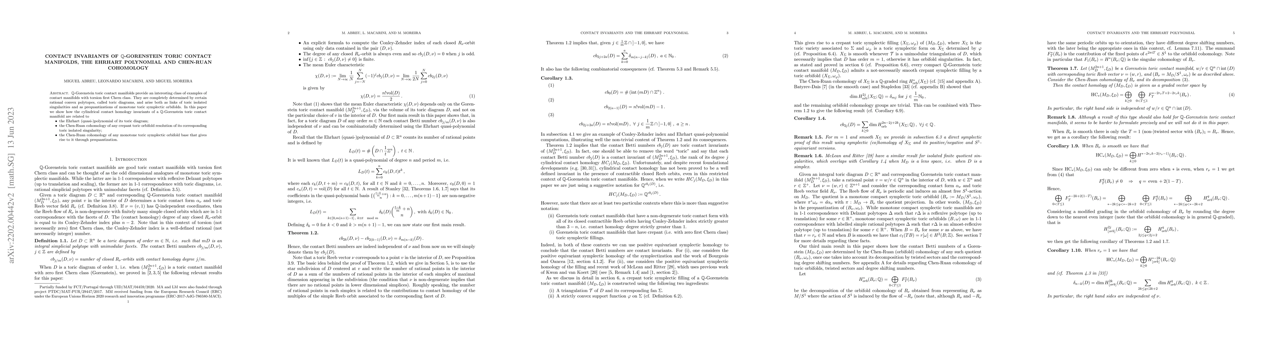 Thumbnail for Contact invariants of Q-Gorenstein toric contact manifolds, the Ehrhart
  polynomial and Chen-Ruan cohomology