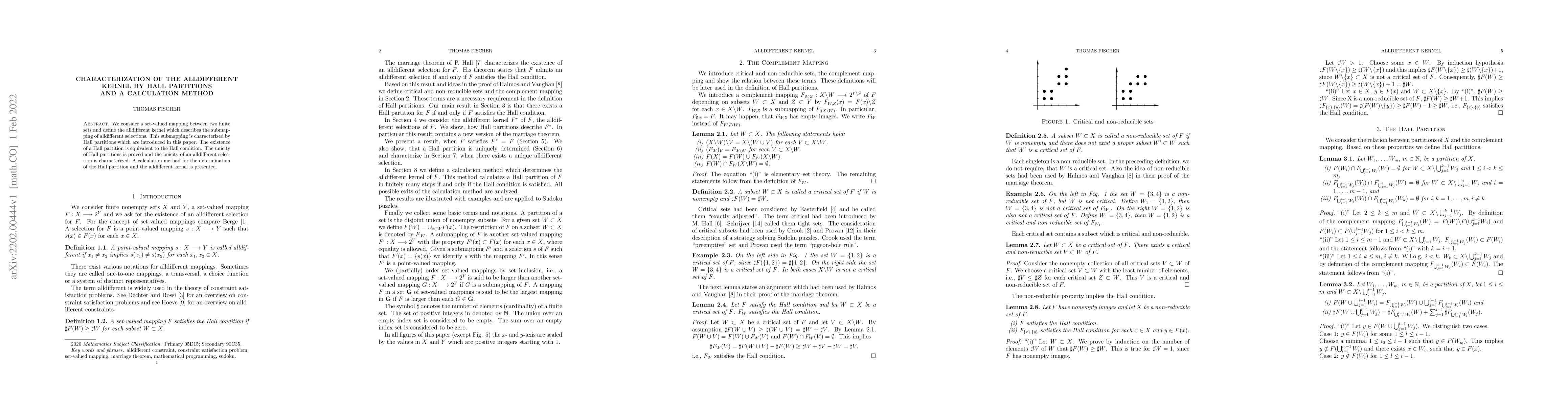 Thumbnail for Characterization of the alldifferent kernel by Hall partitions and a
  calculation method