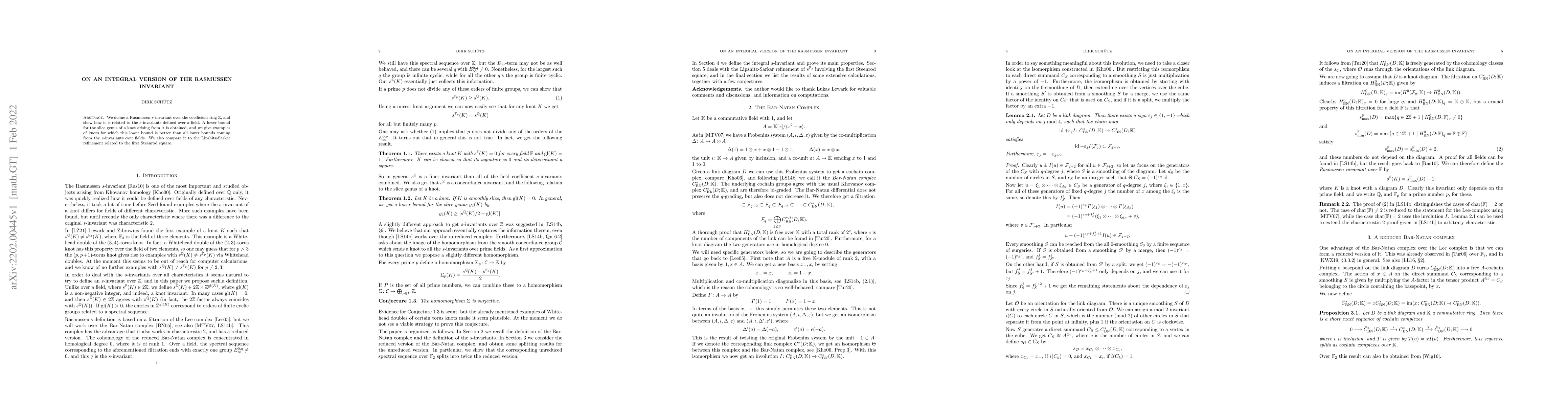 Thumbnail for On an integral version of the Rasmussen invariant