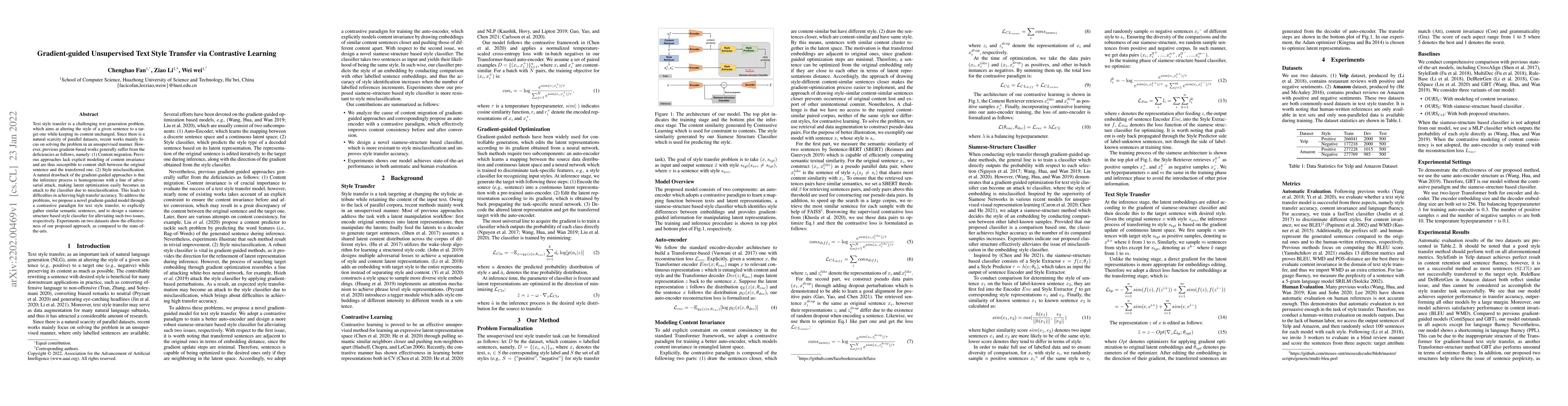 Thumbnail for Gradient-guided Unsupervised Text Style Transfer via Contrastive
  Learning