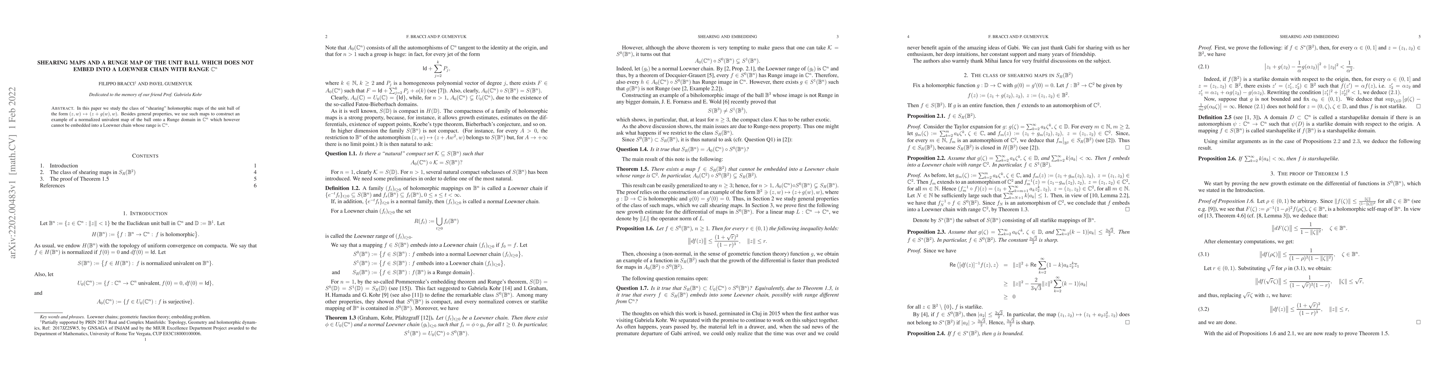 Thumbnail for Shearing maps and a Runge map of the unit ball which does not embed into
  a Loewner chain with range $\mathbb C^n$
