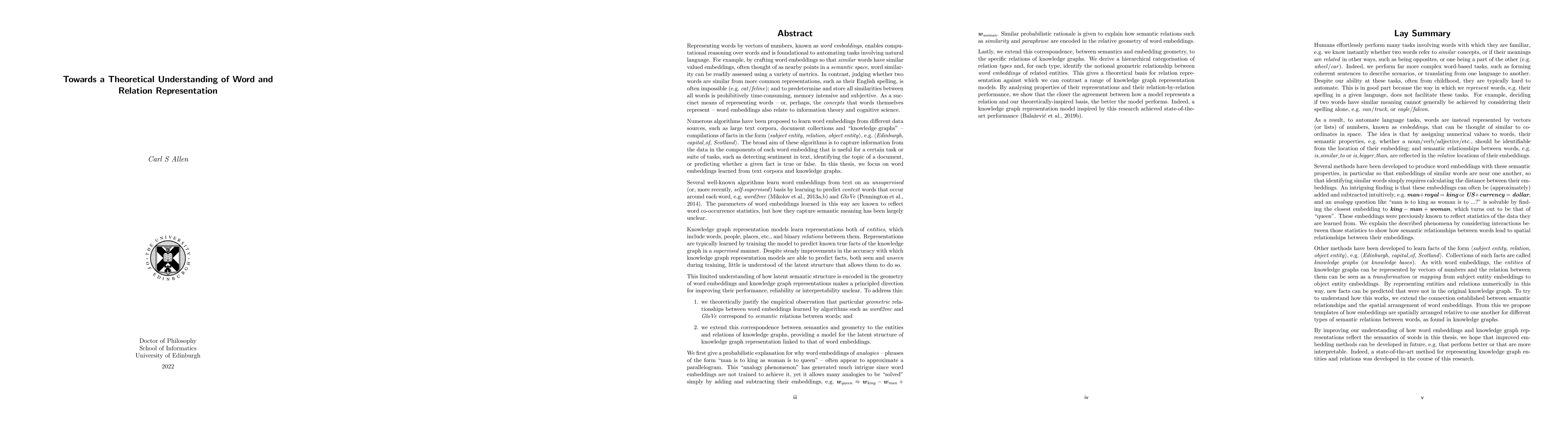 Thumbnail for Towards a Theoretical Understanding of Word and Relation Representation