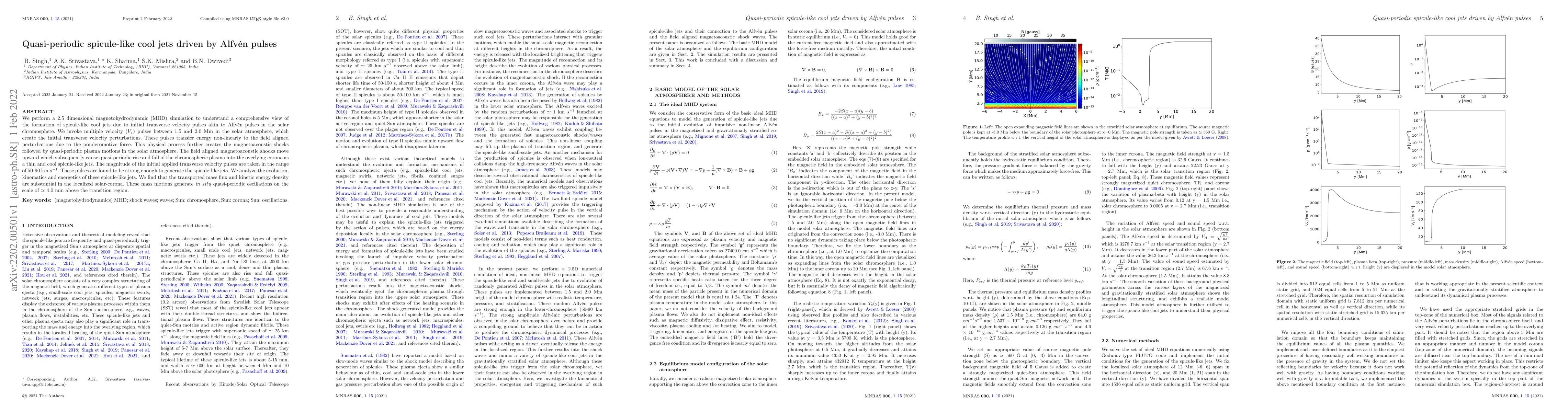 Thumbnail for Quasi-periodic spicule-like cool jets driven by Alfv\'en pulses