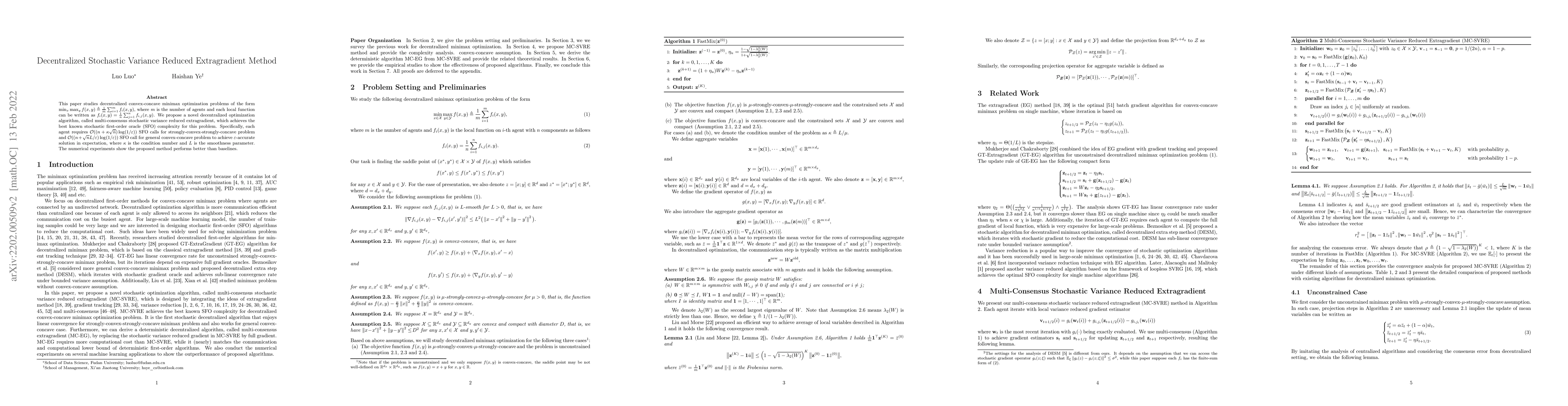 Thumbnail for Decentralized Stochastic Variance Reduced Extragradient Method