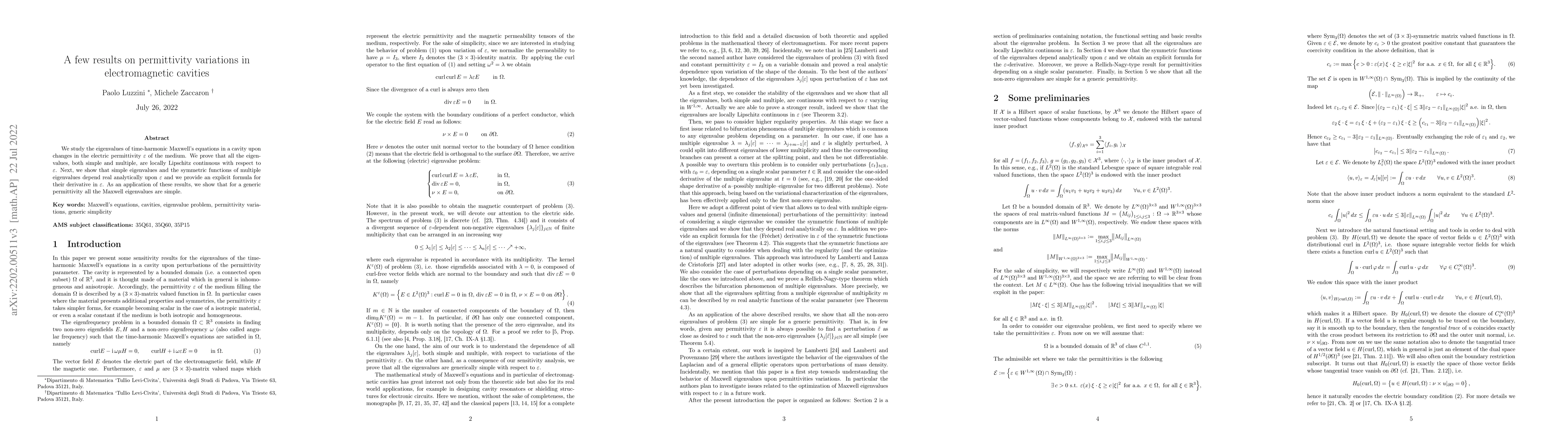 Thumbnail for A few results on permittivity variations in electromagnetic cavities