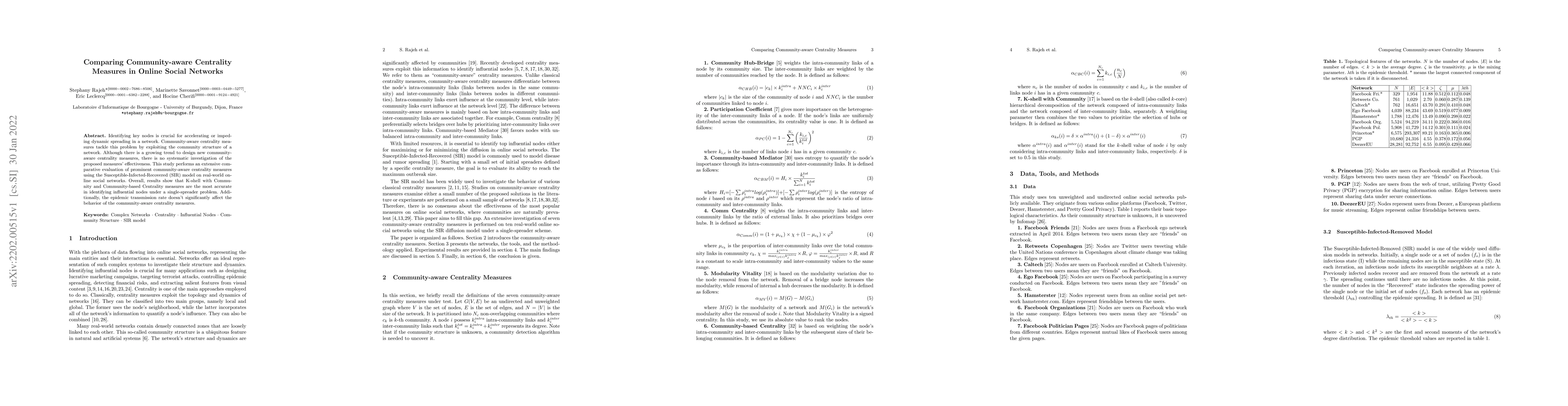Thumbnail for Comparing Community-aware Centrality Measures in Online Social Networks