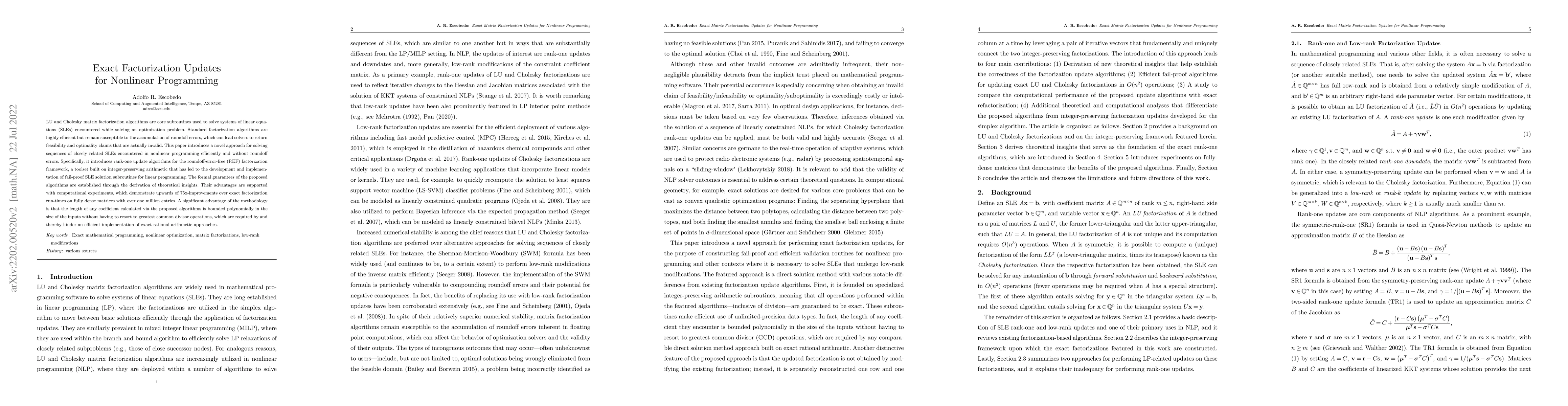 Thumbnail for Exact Matrix Factorization Updates for Nonlinear Programming