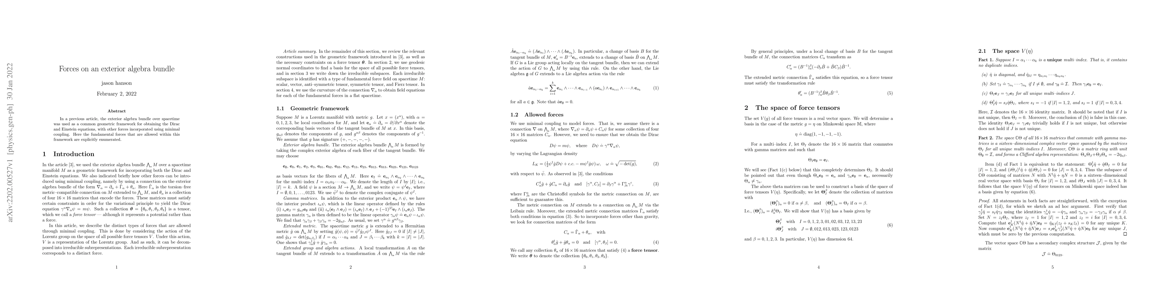 Thumbnail for Forces on an exterior algebra bundle