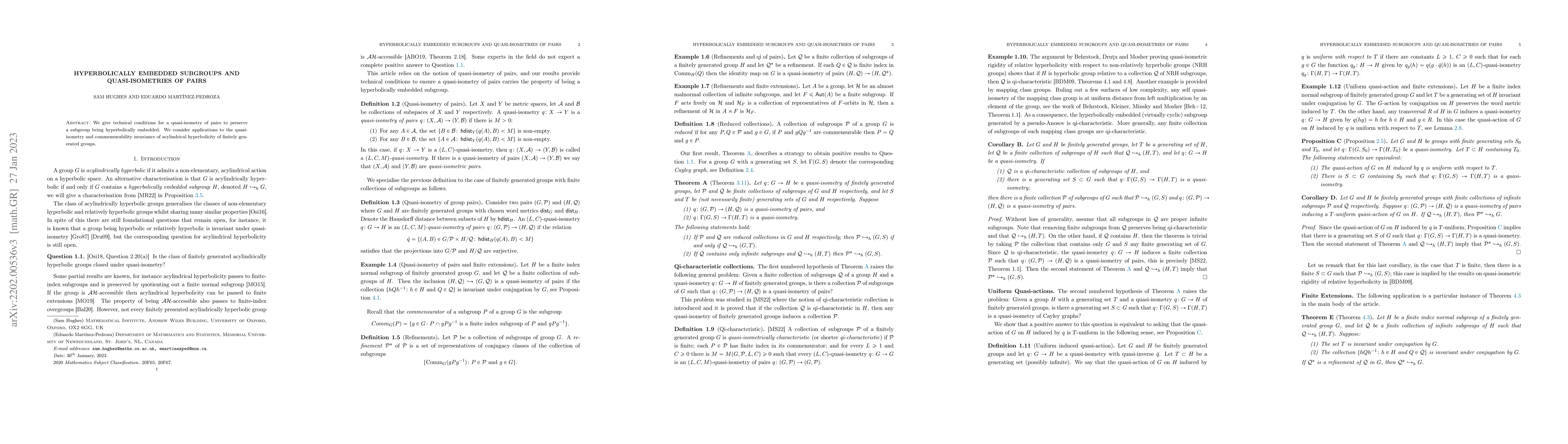 Thumbnail for Hyperbolically embedded subgroups and quasi-isometries of pairs