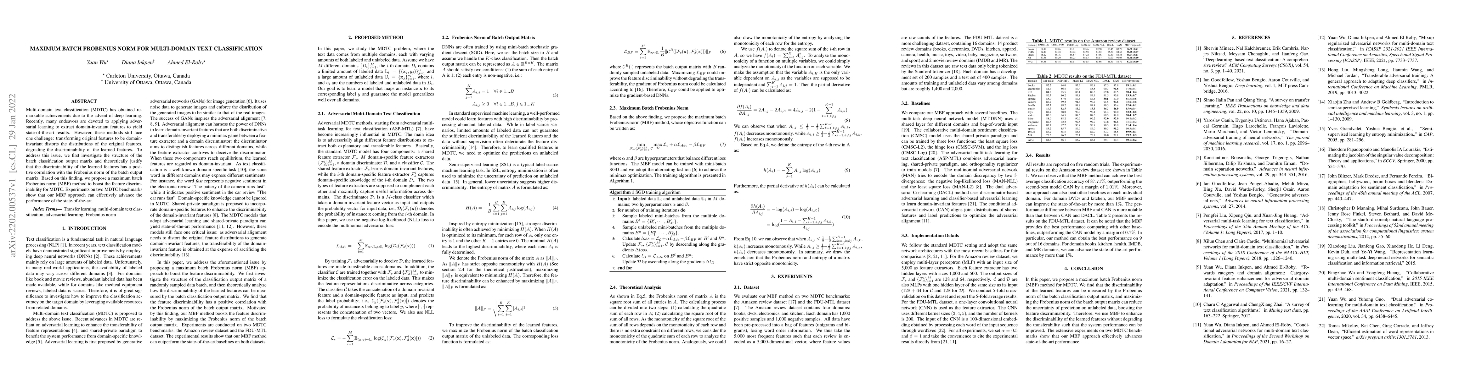 Thumbnail for Maximum Batch Frobenius Norm for Multi-Domain Text Classification