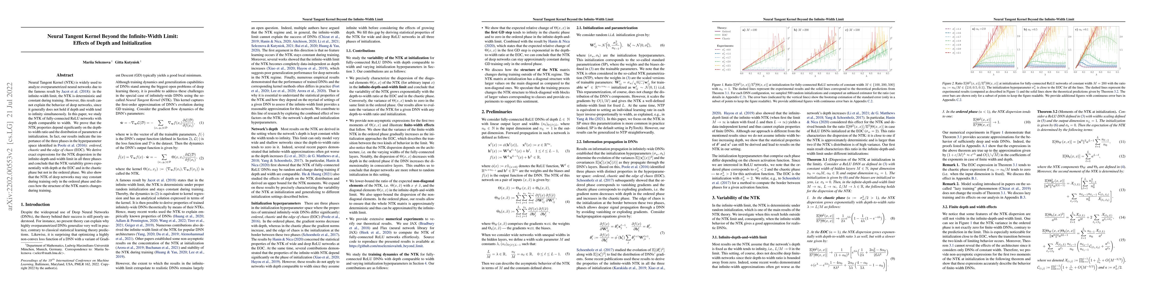 Thumbnail for Neural Tangent Kernel Beyond the Infinite-Width Limit: Effects of Depth
  and Initialization