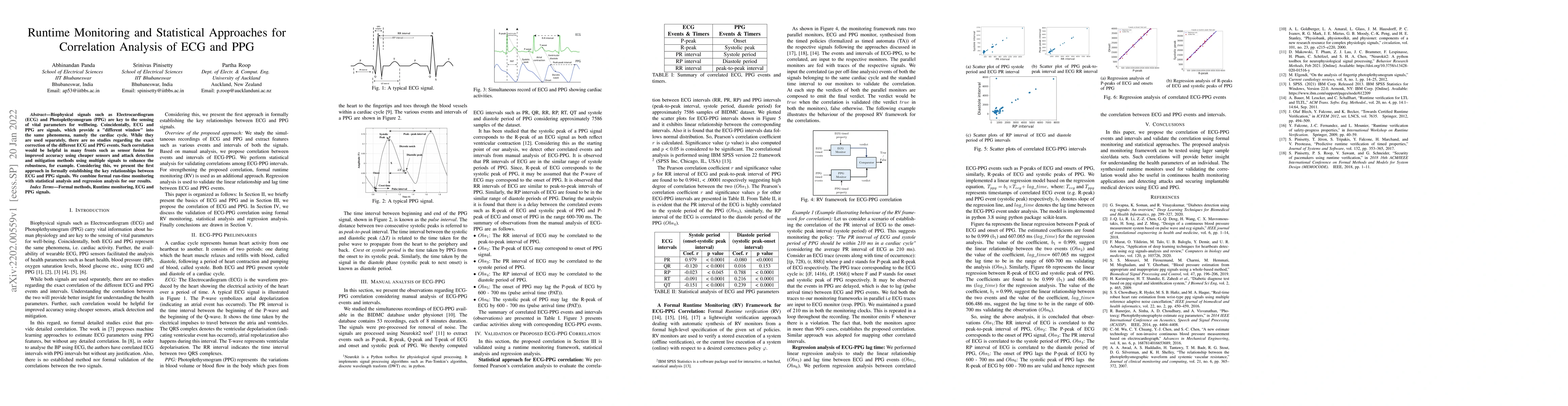 Thumbnail for Runtime Monitoring and Statistical Approaches for Correlation Analysis
  of ECG and PPG