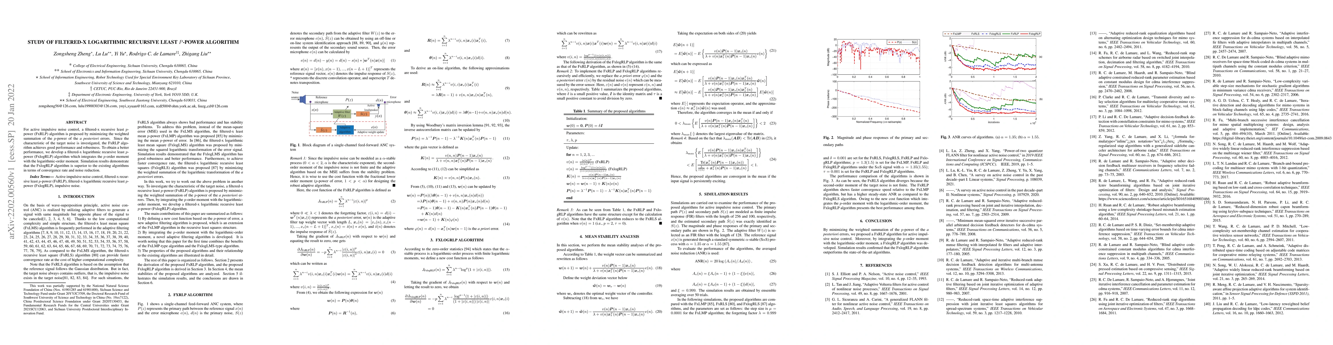 Thumbnail for Study of filtered-x logarithmic recursive least $p$-power algorithm