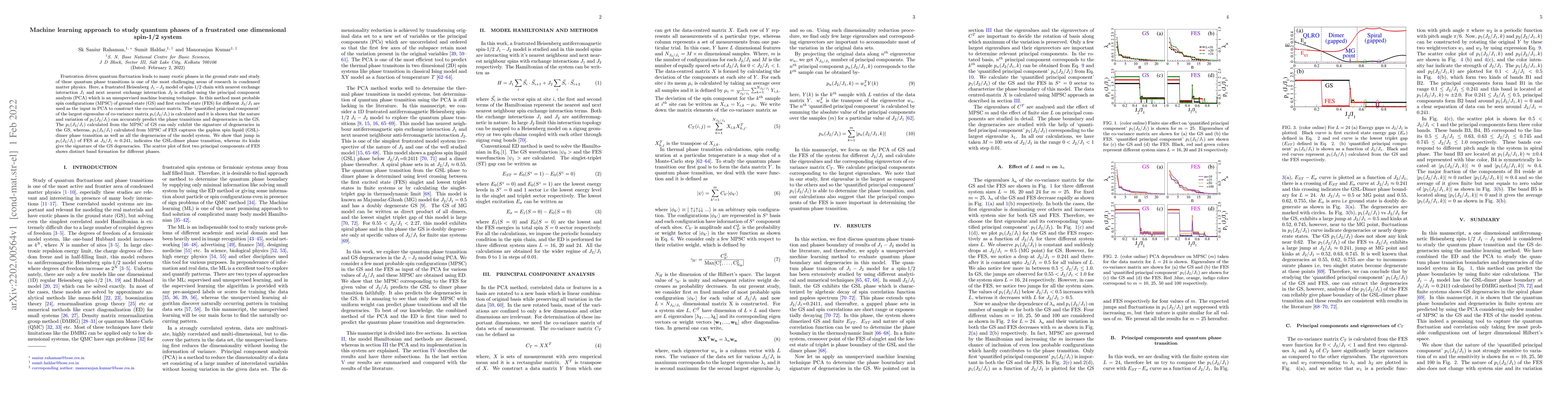 Thumbnail for Machine learning approach to study quantum phases of a frustrated one
  dimensional spin-1/2 system
