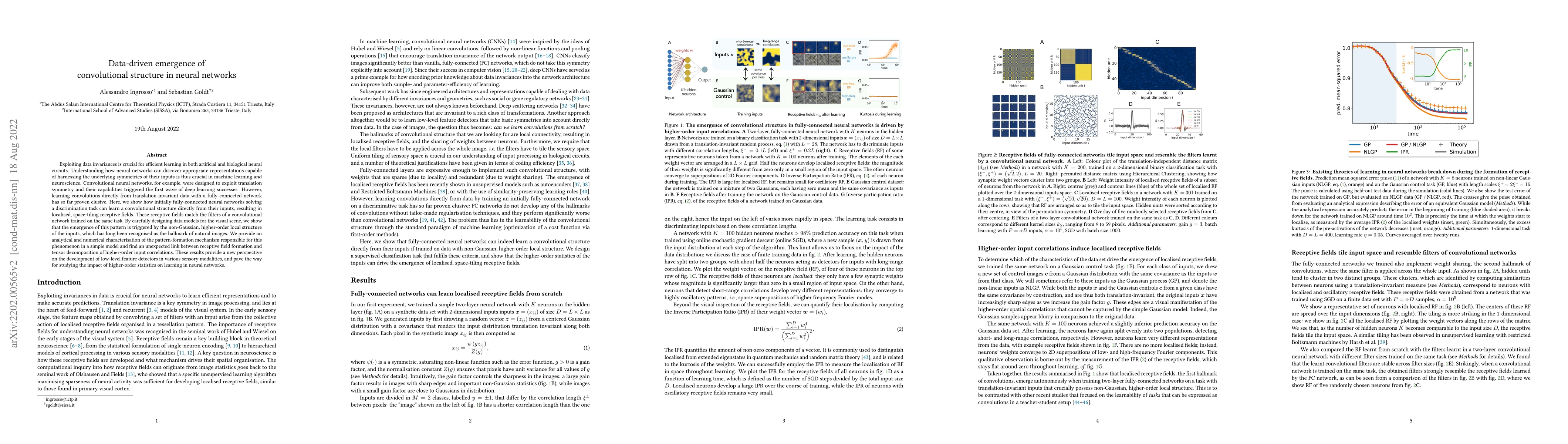 Thumbnail for Data-driven emergence of convolutional structure in neural networks