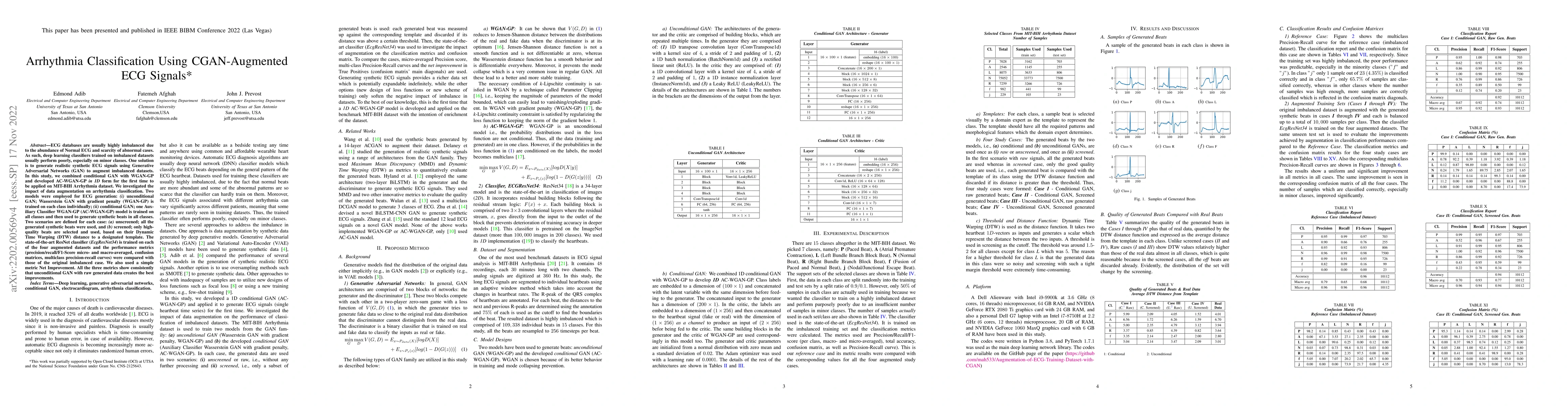 Thumbnail for Arrhythmia Classification using CGAN-augmented ECG Signals