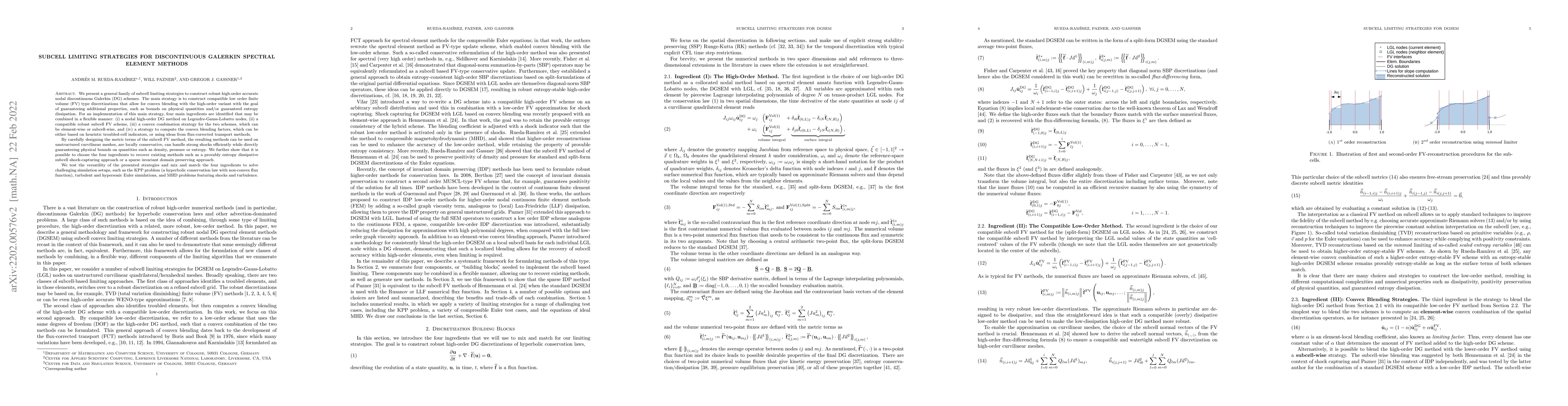 Thumbnail for Subcell limiting strategies for discontinuous Galerkin spectral element
  methods