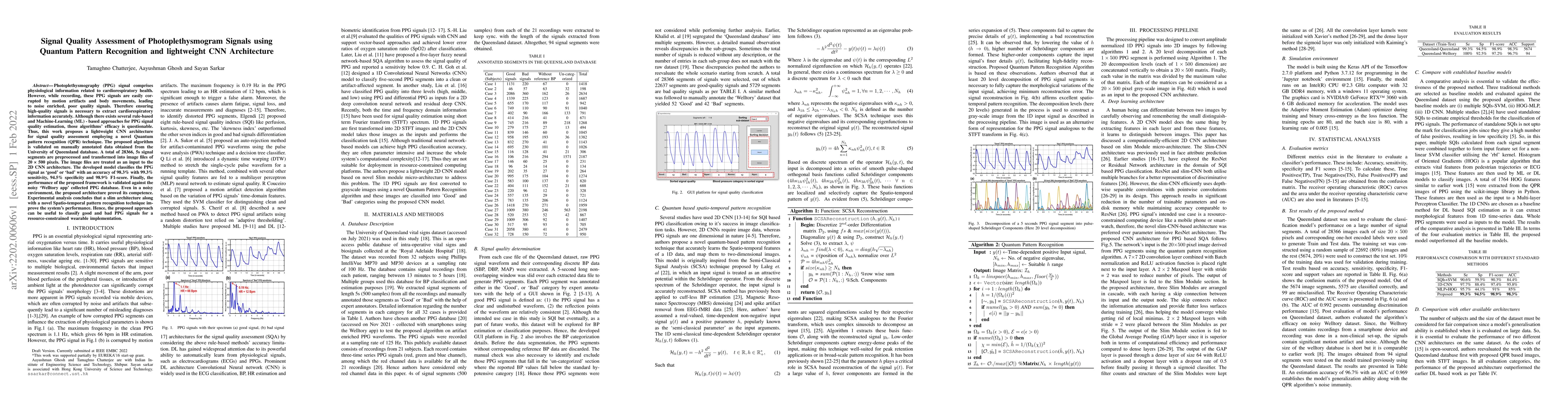 Thumbnail for Signal Quality Assessment of Photoplethysmogram Signals using Quantum
  Pattern Recognition and lightweight CNN Architecture