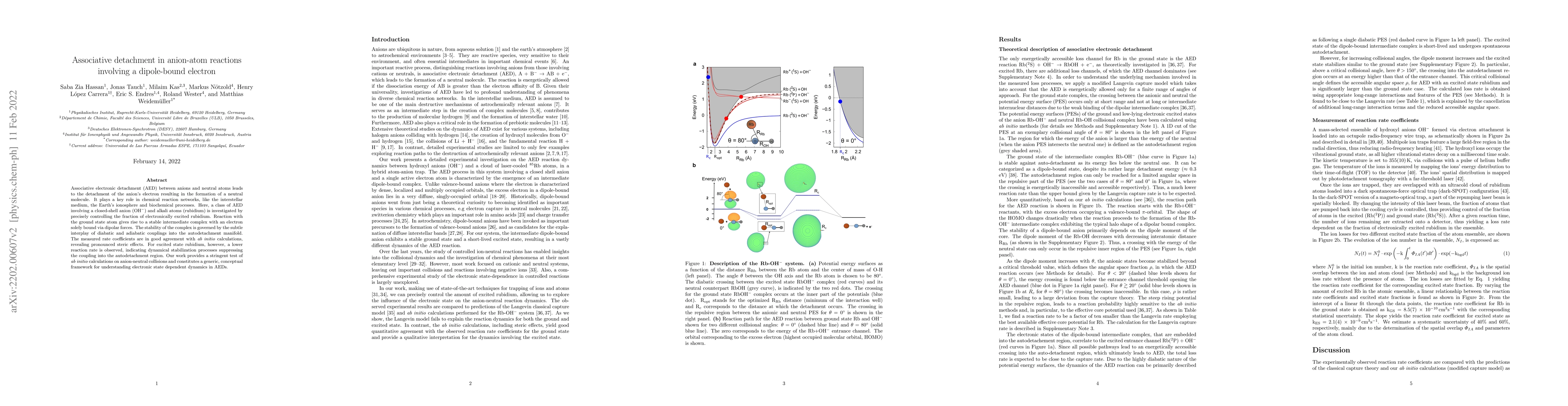 Thumbnail for Associative detachment in anion-atom reactions involving a dipole-bound
  electron