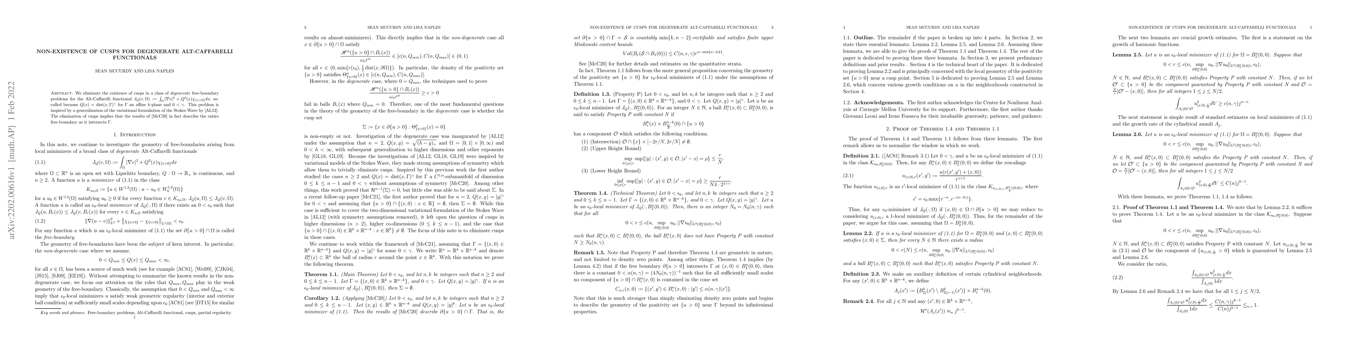 Thumbnail for Non-existence of cusps for degenerate Alt-Caffarelli functionals