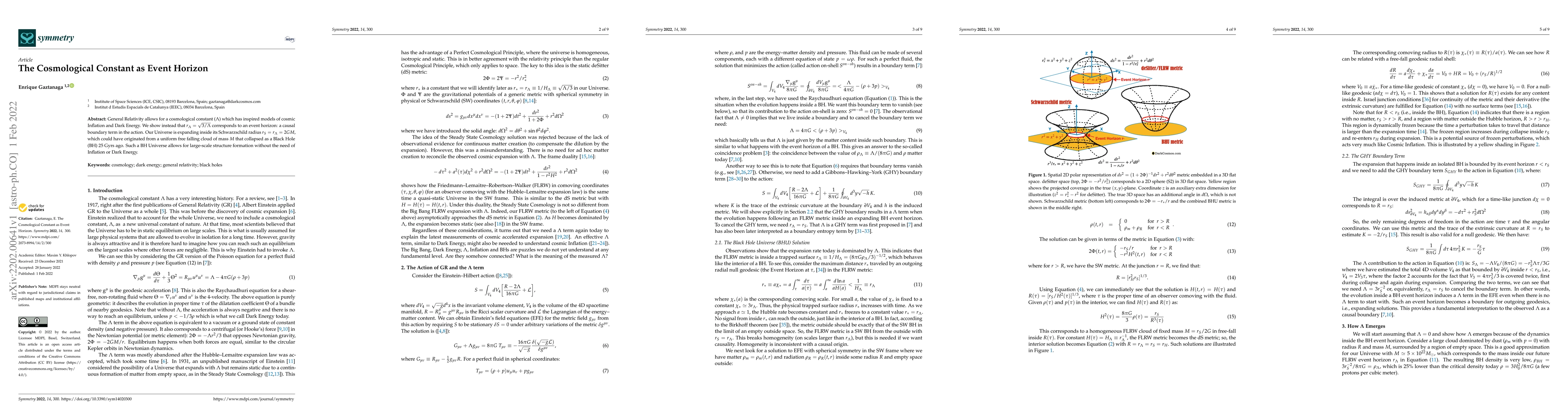 Thumbnail for The Cosmological Constant as Event Horizon