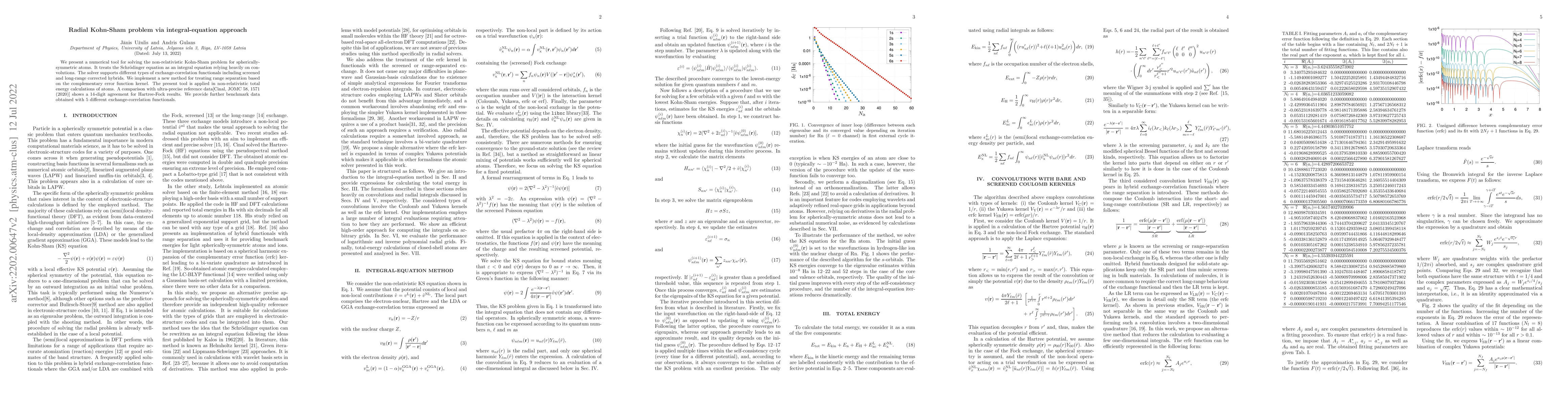 Thumbnail for Radial Kohn-Sham problem via integral-equation approach