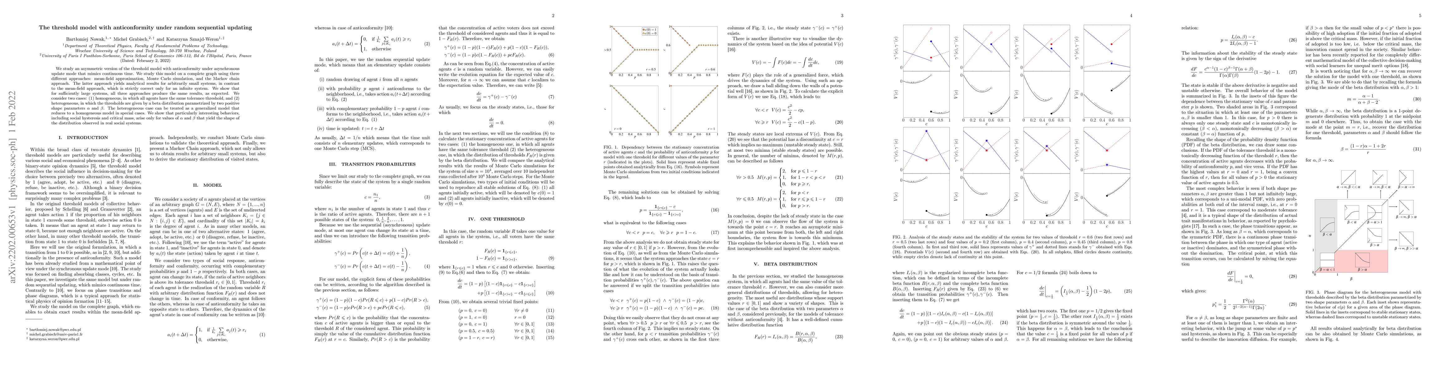 Thumbnail for The threshold model with anticonformity under random sequential updating