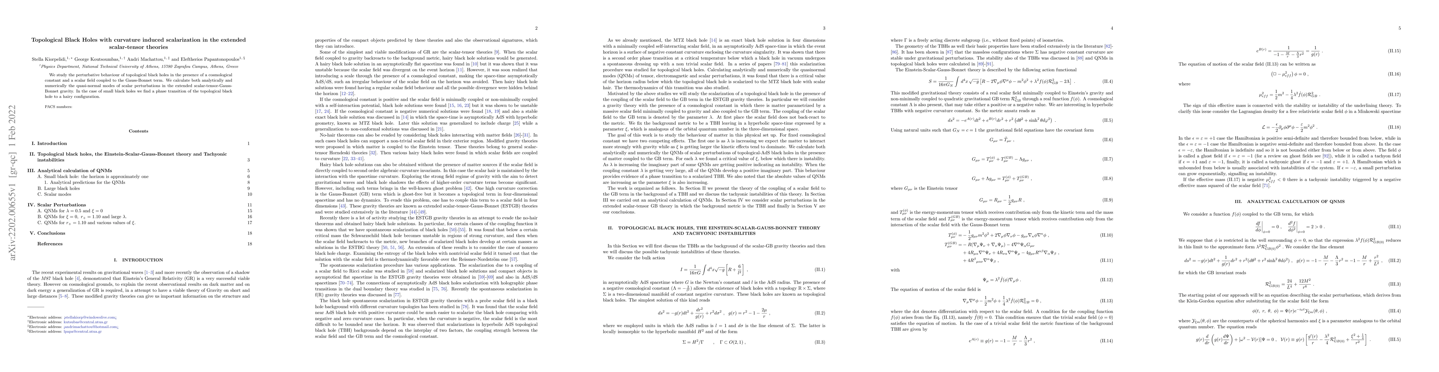 Thumbnail for Topological Black Holes with curvature induced scalarization in the
  extended scalar-tensor theories