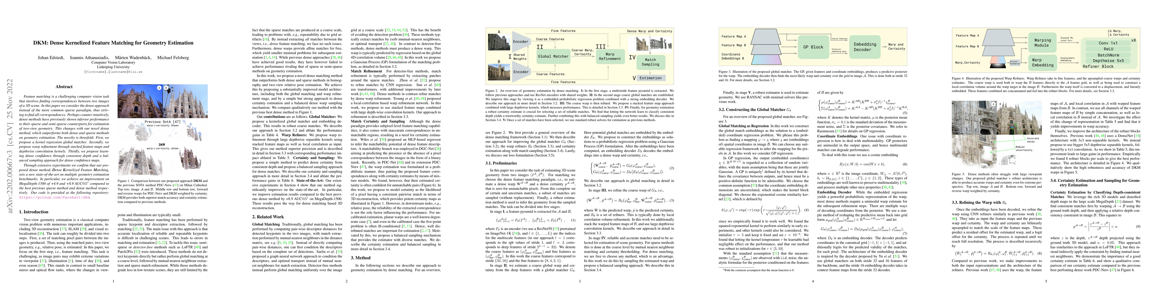 Thumbnail for DKM: Dense Kernelized Feature Matching for Geometry Estimation