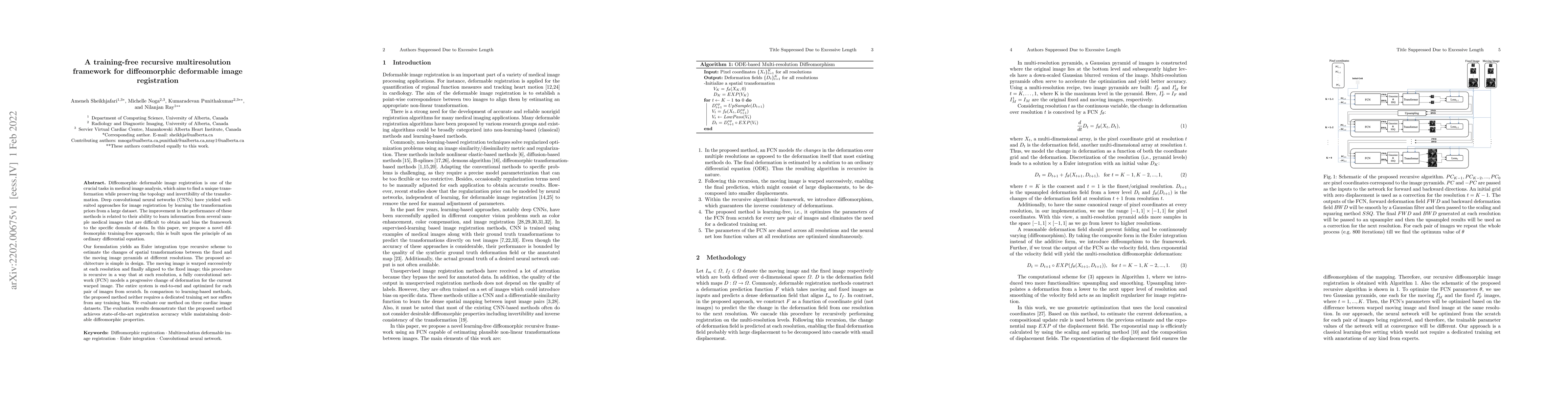 Thumbnail for A training-free recursive multiresolution framework for diffeomorphic
  deformable image registration