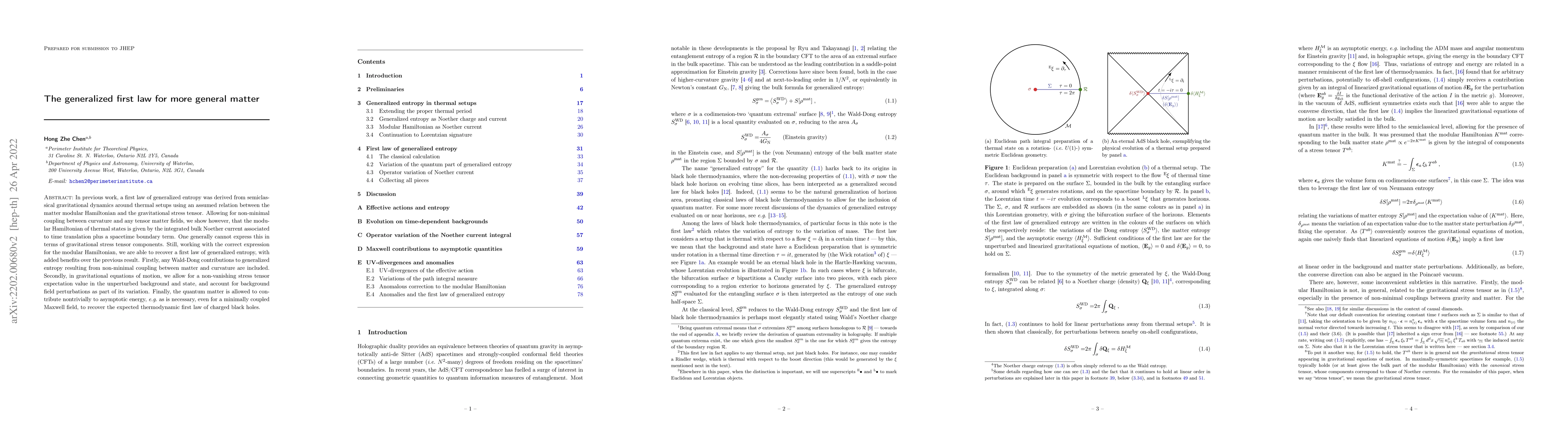 Thumbnail for The generalized first law for more general matter