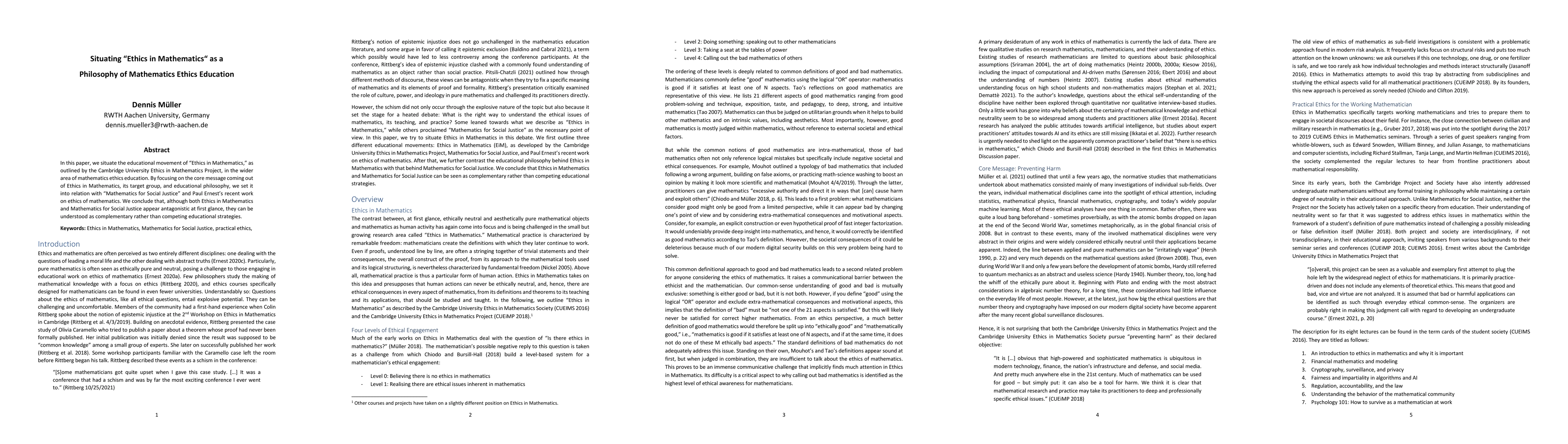 Thumbnail for Situating "Ethics in Mathematics" as a Philosophy of Mathematics Ethics
  Education