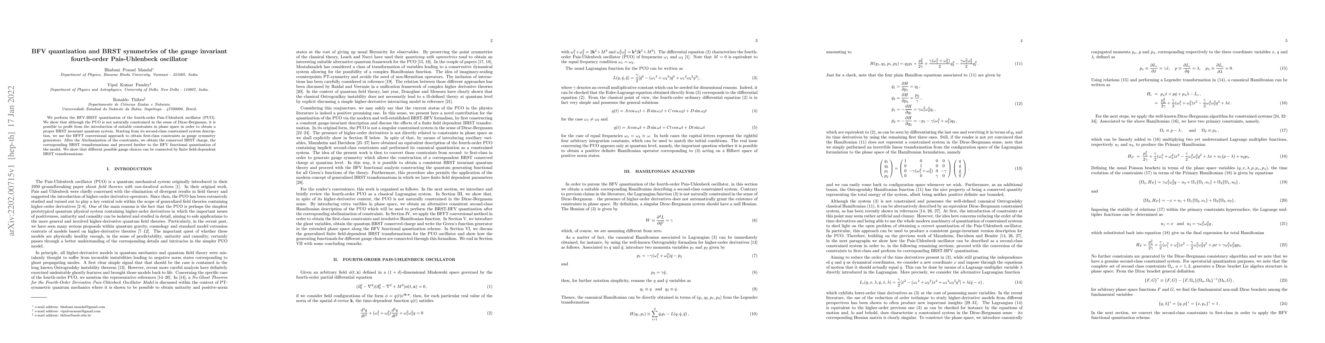 Thumbnail for BFV quantization and BRST symmetries of the gauge invariant fourth-order
  Pais-Uhlenbeck oscillator