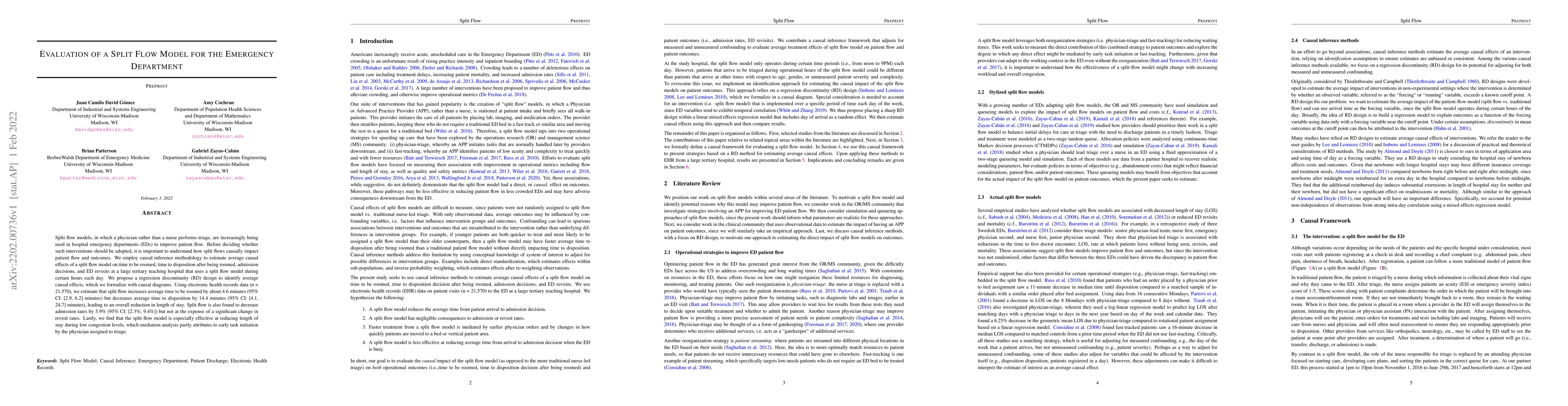 Thumbnail for Evaluation of a Split Flow Model for the Emergency Department
