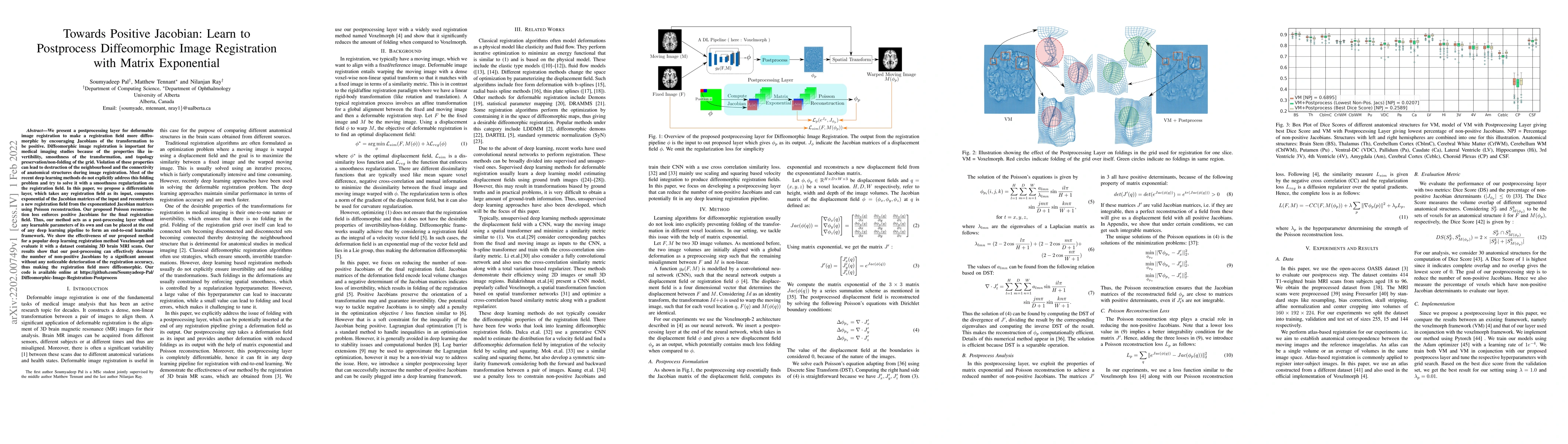 Thumbnail for Towards Positive Jacobian: Learn to Postprocess Diffeomorphic Image
  Registration with Matrix Exponential