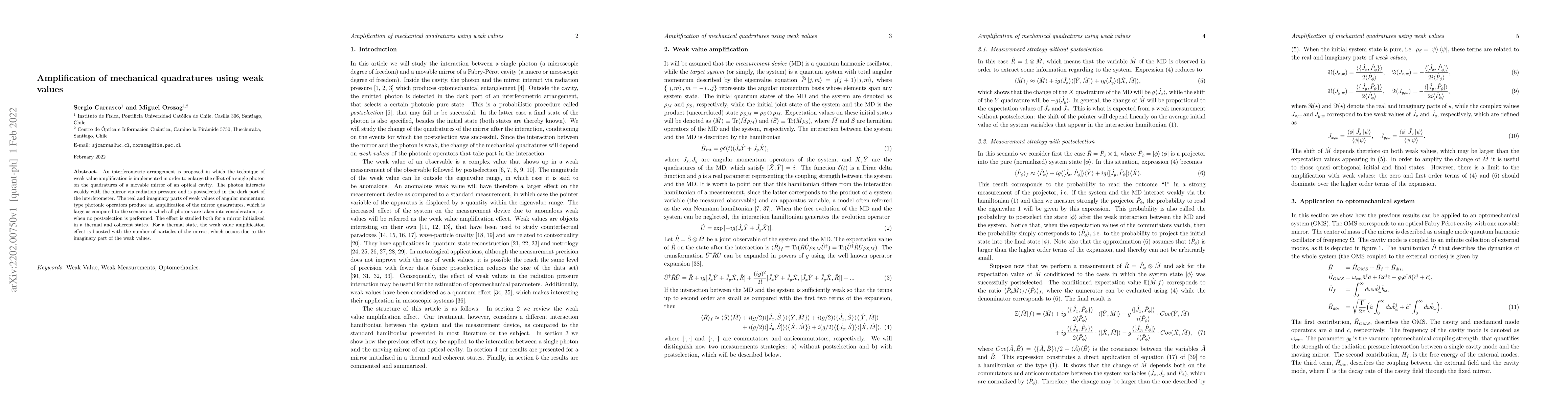 Thumbnail for Amplification of mechanical quadratures using weak values