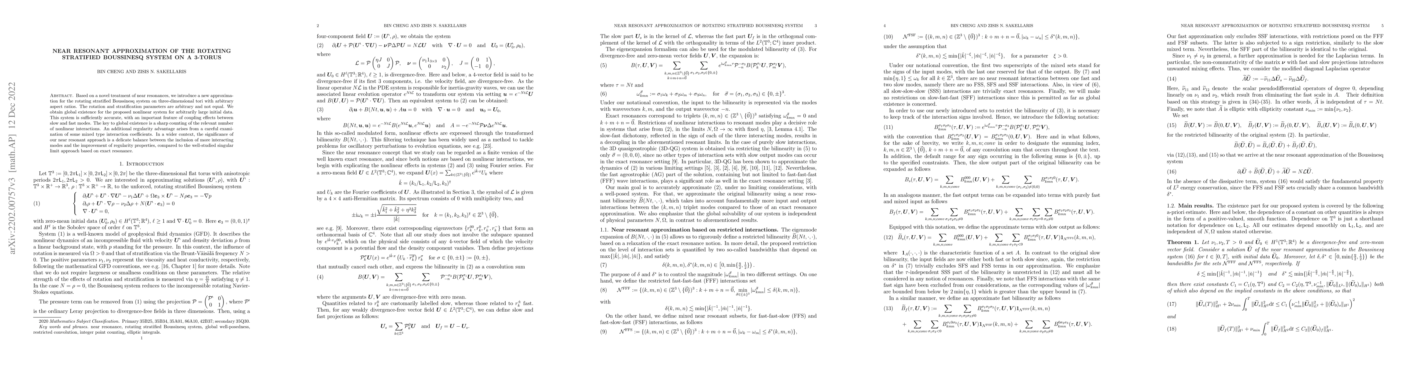 Thumbnail for Near Resonant Approximation of the Rotating Stratified Boussinesq system
  on a 3-Torus