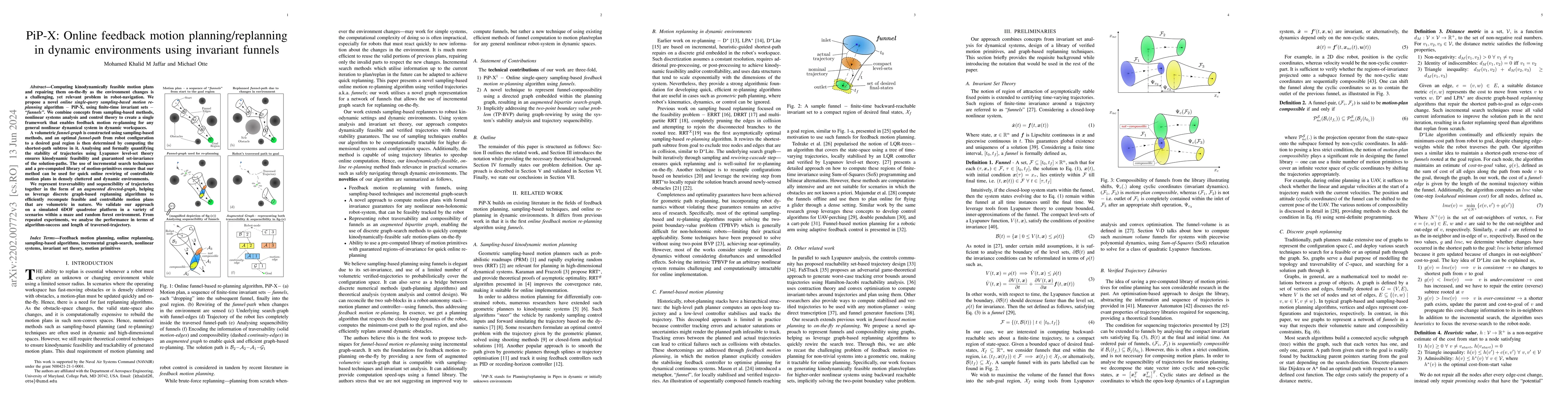 Thumbnail for PiP-X: Online feedback motion planning/replanning in dynamic
  environments using invariant funnels