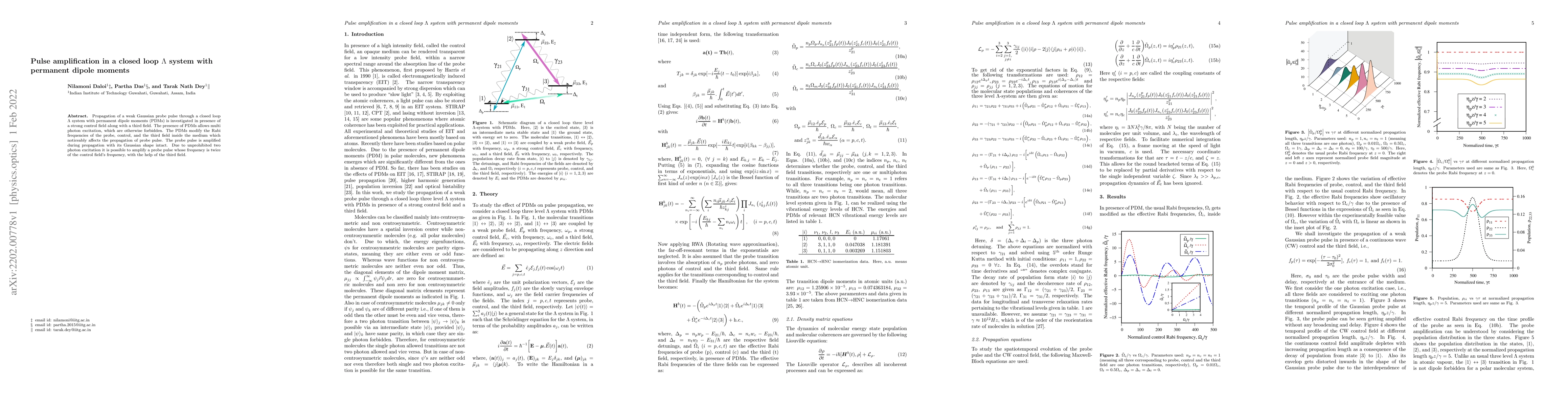 Thumbnail for Pulse amplification in a closed loop $\Lambda$ system with permanent
  dipole moments