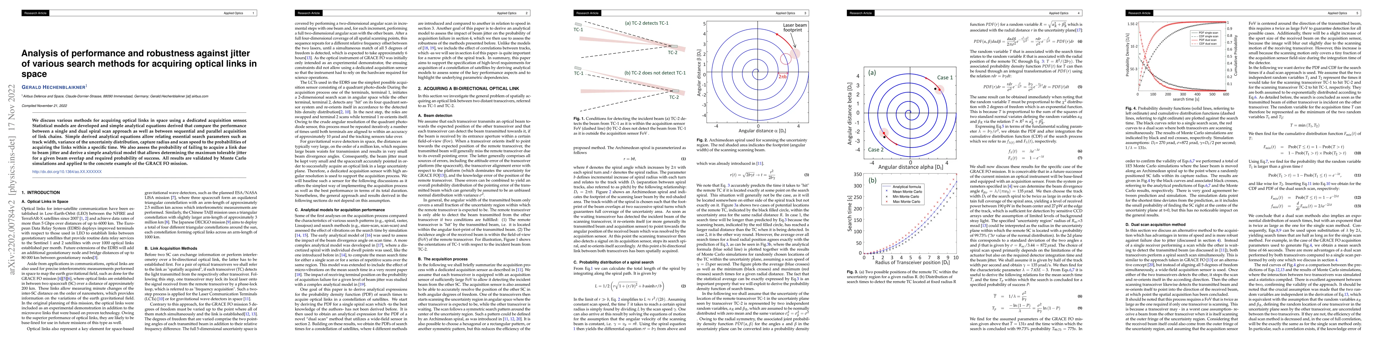 Thumbnail for Analysis of performance and robustness against jitter of various search
  methods for acquiring optical links in space